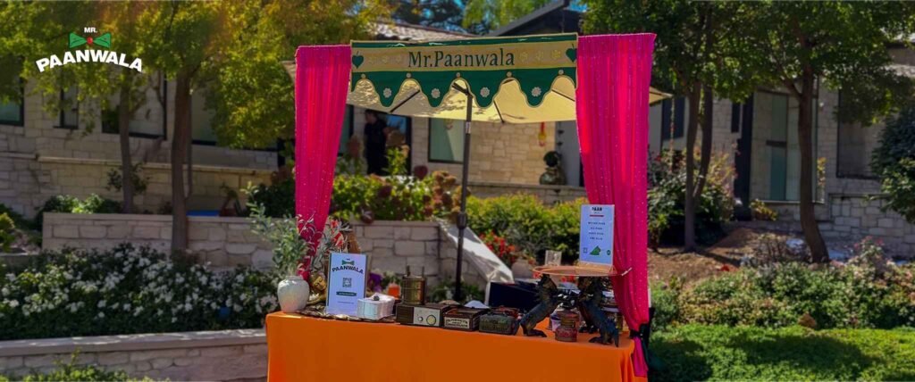 Decorated Mr.Paanwala live paan counter setup at an outdoor event.