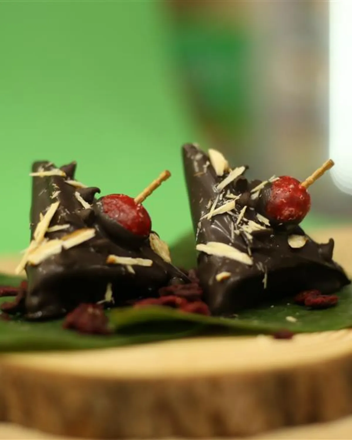 Chocolate-dipped gourmet paan with cherries